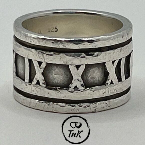 Vintage Tiffany Wide Atlas Silver Ring - Sz 4.75 - 5.0 - Picture 4 of 16